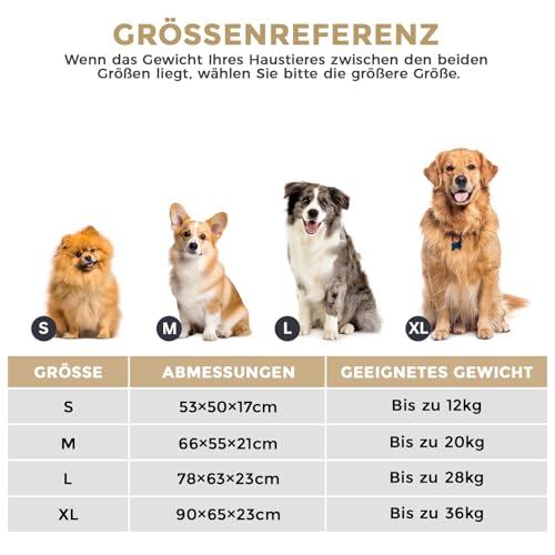 Heymamba Hundebett für große Hunde, Höhlen-Hundebett mit Abnehmbarer Decke, Flauschiges und Warmes Hundesofa, erhöhte Seiten, waschbar, geeignet für alle großen Hunde, 90x65x23cm