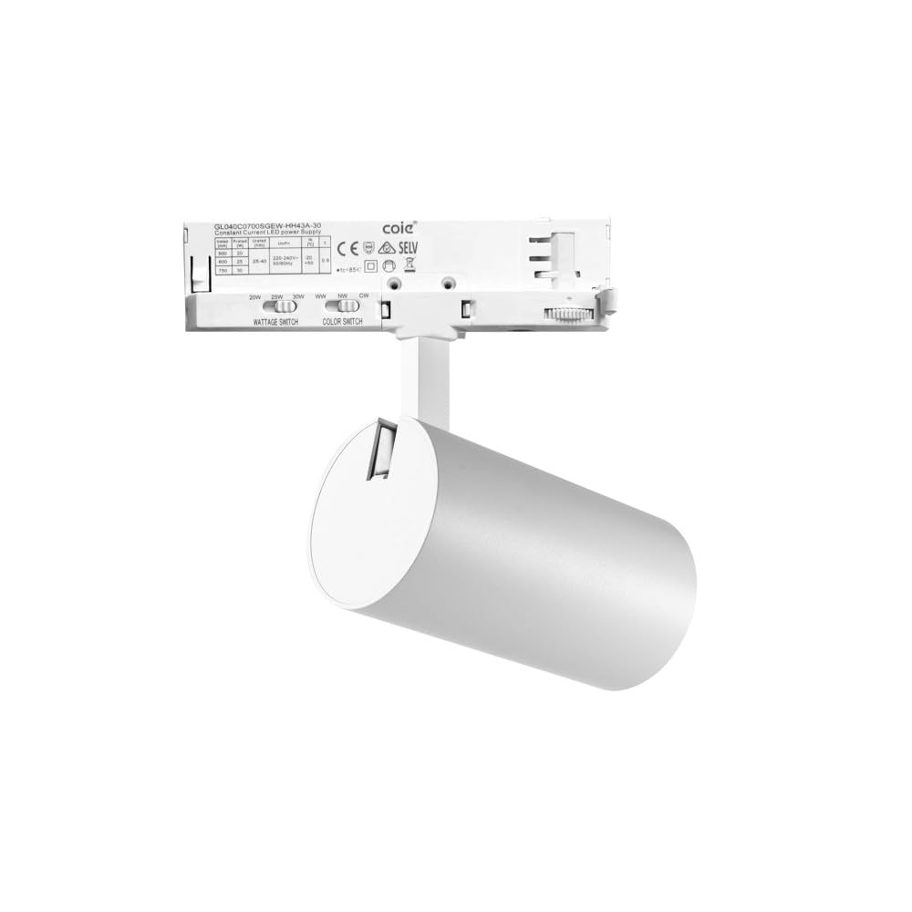 Foco de Carril LED Trifásico Potencia_Temperatura de Color Regulables 20_25_30W 6000_4000_3000K Blanco [ATL080030-T] | Greenice