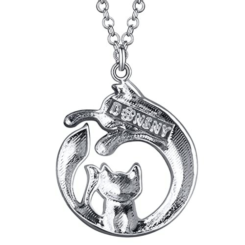 Lonyoo Enamel Mother's Day Cute Cat Necklace Pendant Zinc Alloy Dainty Necklace For Women Girls Mom Gifts (Blue) #TOP4