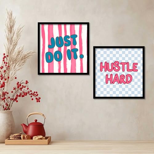 Image of HOTHOUSE Motivational quotes wall decoration items posters with frame posters for office Study room Wall Decor Digital Reprint Set of 2 (8X8 inch)
