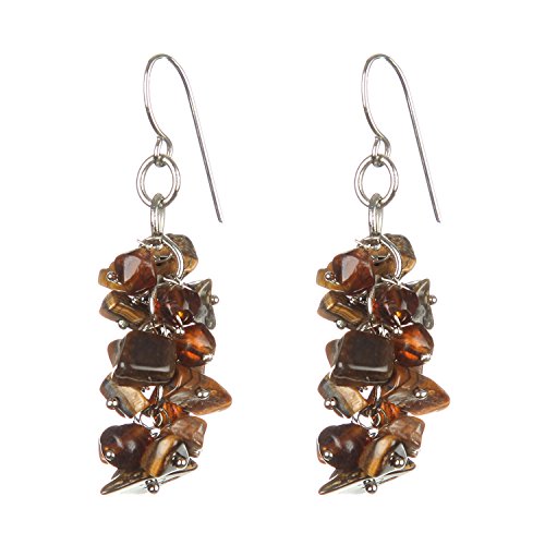 Image of DCA Brown Tiger Eye Women Earrings (Brown)(2083)