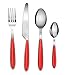 Exzact cubertería Acero Inoxidable con Asas de Color - 4 x Cena tenedors, 4 x Cuchillos, 4 x cucharas Cena, 4 x cucharaditas (Rojo x 16) (EX07-16 pcs)