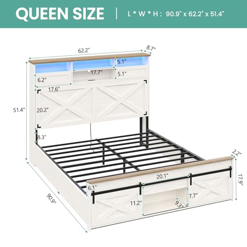 Hasuit BFH03 Farmhouse Bed Frame Queen Size thumb #1