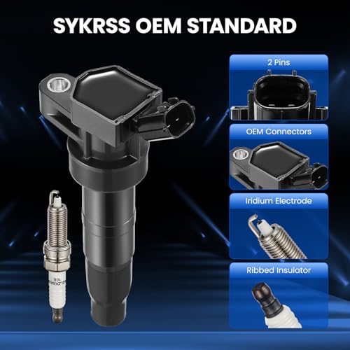 Image of 4 Ignition Coils Pack+4 Spark Plug Kit - Fix Misfires for Hyundai Sonata /Santa Fe Sport /Tucson & Kia Optima /Sorento /Sportage (2.4L L4) & Genesis /Equus /K900 (5.0L V8) - Repl. UF611 /C1667 /XP6203