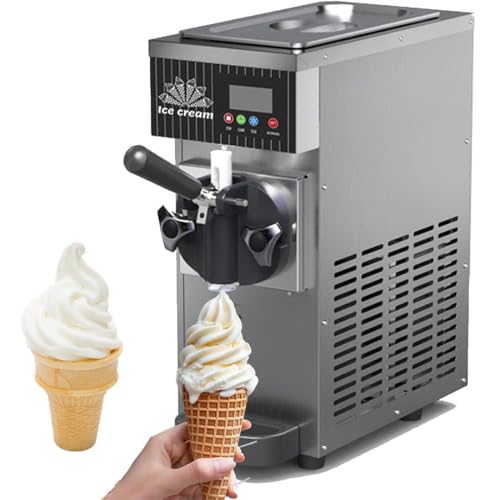 Heladera para El Hogar Helado Suave,Heladera De Un Solo Sabor, 4-5 Kg/H De Producción, Tolva Refrigerada 2,5 L,Tanque De Congelación De 1 L,Autolimpieza,Pantalla LCD,450 W Grey