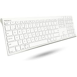 Macally Wireless Bluetooth Keyboard for Mac - Compatible Apple Keyboard or MacBook Pro/Air, iMac - Multi-Device, Up to 3 Devices with 110 Keys, 20 Shortcuts, Numeric Keypad, and Rechargeable - White