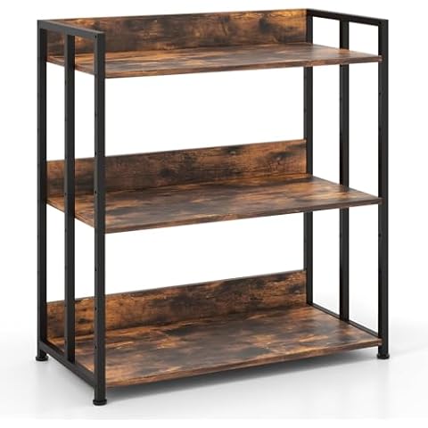 SFAREST 3-Tier Adjustable Wooden Bookshelf Cover