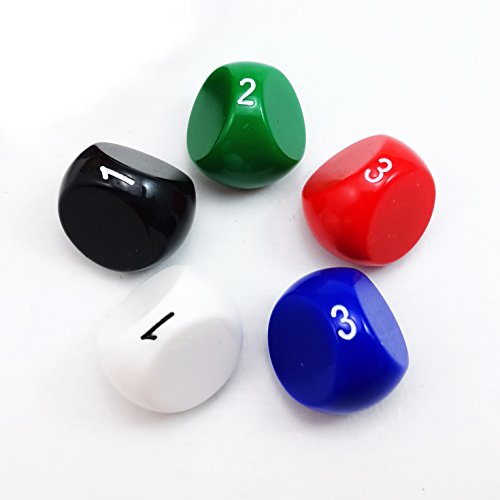 Bescon dados poliedrales de 3 lados para juegos, D3 muere, D3 dados, 3 lados de dados de cubo, 5 colores opacos surtidos