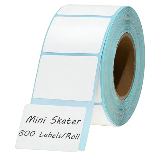 Mini Skater 800 Labels/Roll Thermal Paper Sticker Labels 1.57''x1.18'' (40x30mm) Thermal Printer Labels Compatible with Most Label Maker for Address Barcode Office Home Small Business (White)