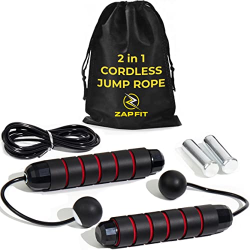 Cordless Jump Rope Weighted Handles + Adjustable Speed Cable | Weighted Ropeless Jump Rope for Weight loss, Fitness, Exercise | Weighted Bod Rope Beachbody for Home and Outdoor Workout
