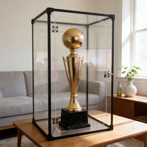 Vibeo Cajas de Metacrilato Vitrina Alta de Acrílico para Trofeos, Vitrina Transparente para Figuras con Puerta con Cerradura, Contenedor de Acrílico con Bisagras(50x50x65cm/20x20x26in)