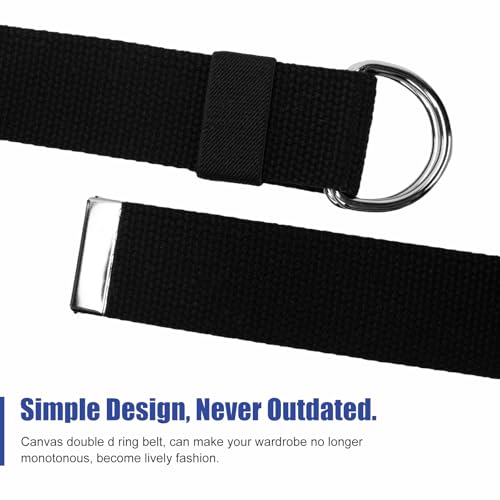 Black D-Ring Web Belt Canvas Belt for Men Women Jeans Belts 1.5'' Wide4