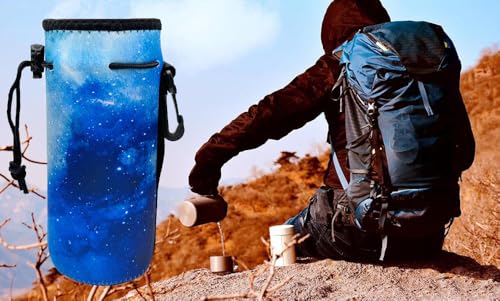 Image of Wanty Neoprene 20 Oz Insulated Water Drink Bottle Cooler Carrier Cover Sleeve Tote Bag Pouch Holder Strap for Climbing Cycling and Running Outdoor Activities