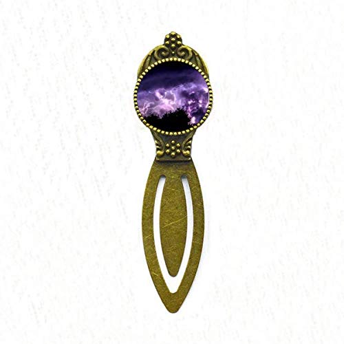 Marque-page rétro Thunder Night Sky violet, idée cadeau art déco idéal