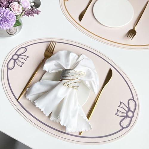 Lot de 6 sets de table violet clair avec nœud style français 30x45cm - 3