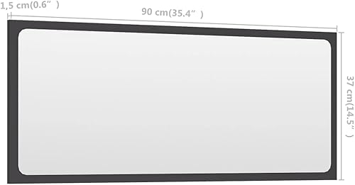 Miniatura 5 de NusGear Bathroom Mirror Gray 35.4"x0.6"x14.6" Chipboard -624