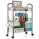 Cozary Carrito de Almacenamiento de 3 Niveles, Negro