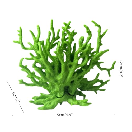 Image of Green Aquarium Coral Fish Tank Decorations Aquarium Landscape | Realistic coral aquarium decoration, 5.9 inch x 4.7 inch , suitable for fish, works for freshwater /saltwater tanks, easy to clean