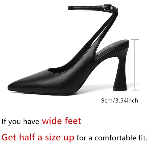 Image of Susanny Womens Slingback Closed Toe Ankle Strap High Heels Pointed Toe Pumps Comfortable Stiletto Sexy Buckle Strappy Dressy Shoes for Wedding Bridal Party Work