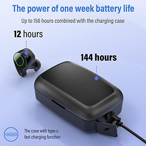 Esiposs Wireless Earbuds, Bluetooth 5.0 Ear Buds 156hr Playtime, in-Ear Headphones with Mic Stereo IPX7 Waterproof Fast Charging Earphones with USB-C LCD Charging Case for iPhone Android