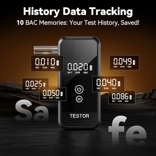 Image of Professional-Grade Breathalyzer, High-Accuracy Breathalyzers for Alcohol with Memory Function,Portable Personal Breathalyzer Tester for Home & Travel Use-8 Mouthpieces