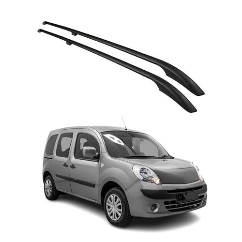 Barre portapacchi per tettuccio compatibili con Renault KANGOO II MVN/LAV 2008-2021 L1 | Nero 2 pezzi in alluminio anodizzato portabici box tetto, barre portapacchi