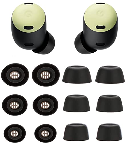 Rqker Eartips Compatible with Pixel Buds Pro Earbuds 6 Pairs S/M/L Sizes Soft Silicone Replacement Ear Tips Eartips Earbuds Tips Compatible with Pixel Buds Pro Black