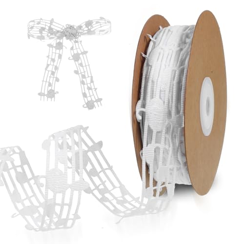 Music Ribbon Music Note Ribbon White Musics Hollow Note Ribbons Hollow Grosgrain Engraved Notation Craft Ribbons Clothing Trim Accessories for DIY Handmade Wrapping Decor Homecoming Mum Supplies