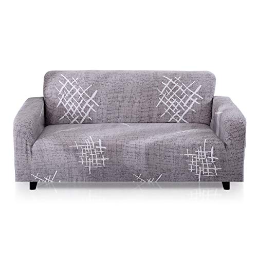 Fashion·LIFE Funda de Sofá 3 Plazas Funda Deslizante Tejido Elástico Funda de Sofá de impresión Floral para Sala de Estar y Eormitorio,Gris Claro