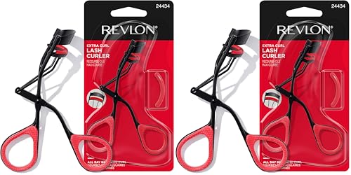 Image of Revlon Extra Curl Lash Curler, Gives an All Day Dramatic Curl, with Finger Grips for a Non Slip Grip, Easy to Use, 1 Count (Pack of 2)