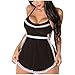 Foodshop Costume de soubrette pour femme - Pour jeux de rôle sexuels - Lingerie sexy pour cosplay - Uniformes - Robe de nuit, Noir , XXL