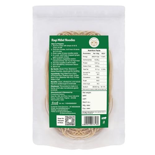 Image of SENSEFUL Ragi (Finger) Millet Gluten-Free Noodles Pack of 2-200 gm Each