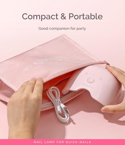 Image of MelodySusie Mini LED UV Nail Lamp with Lightweight Design, P-ART06F Nail Dryer with Simple Button Control Cures All Soft Gels at Home, Especially Half-Cured Gel, Base Coat & Top Coat Pink