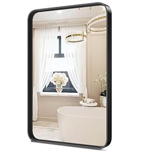 Black Metal Framed Vanity Mirror – 22 x 30 Inch Matte Large Mirror for Bathroom Wall, Modern Decorative for Restroom, Farmhouse -Can be Hung Horizontally or Vertically