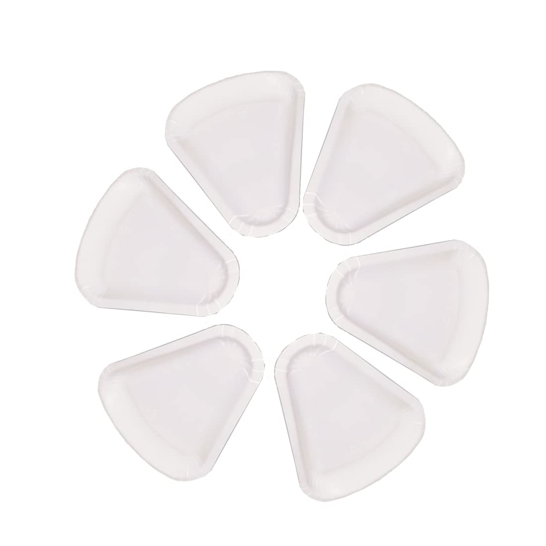 MAQA 100 pz Piatti pizza triangolari 25.5x23 cm Piatto trancio di pizza in cartoncino bianco Vassoio in carta per alimenti asporto 1/6 pizza