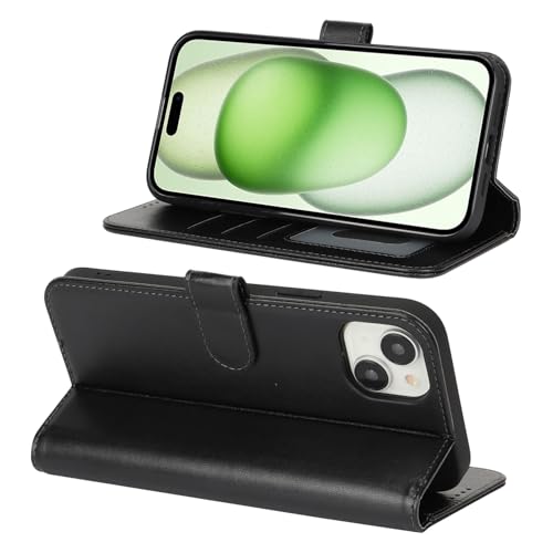 Image of for iPhone 15 Plus Case Wallet with Card Holder,for iPhone 14 Plus Wallet Case for Women Men,PU Leather Shockproof Magnetic Buckle Stand Flip Phone Case-Black