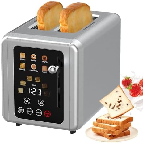 Tostadora Inteligente De 2 Rebanadas con Pantalla Táctil, Tostadora De Acero Inoxidable con Función De Sonido Y Temporizador Digital, 6 Tipos De Pan Y 6 Configuraciones De Tono