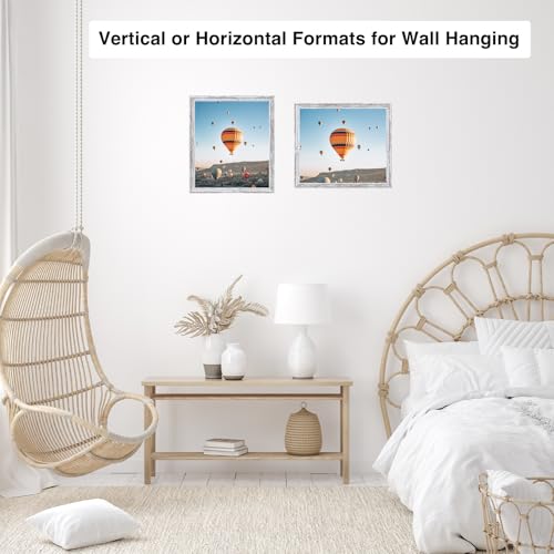 Image of JCJMY 10x12 Picture Frame Rustic White for Wall Hanging, Wall Mounting Horizontally or Vertically, 10 x 12 Wall Gallery Poster Photo Frame with Shatter Resistant Plexiglass, Rustic White
