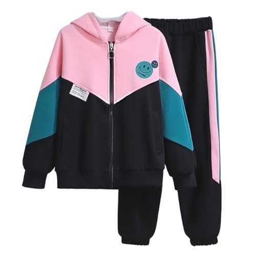 linboo Kinder Jogginganzug Mädchen Sportkleidung Set Sweatjacke und Jogginghose Sportanzug Trainingsanzug Activewear, Schwarz, 140(Herstellergröße: 150) linboo Kinder Jogginganzug Mädchen Sportkleidung Set Sweatjacke und Jogginghose Sportanzug Trainingsanzug Activewear, Schwarz, 140(Herstellergröße: 150)