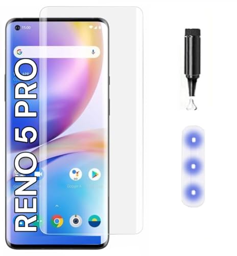 Image of MACLEN Ultra Premium HD Adavnced Glue UV Curved Tempered Glass for Oppo reno 5 Pro 5G | With HD clearity full curved edge protection and Installation Kit
