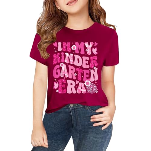 Kids Girls Short Sleeved T Shirt Girls Round Neck Comfortable Casual Top Sweaters Summer Beach Trips T