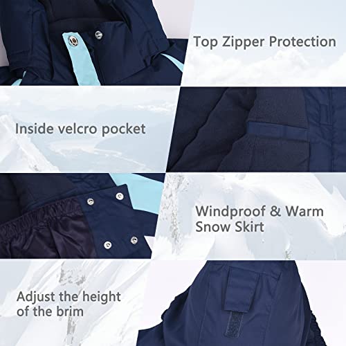 Yingjielide Girl's Waterproof Ski Jackets,Kids Warm Winter Snow Coat,Fleece Lined Hooded Outerwear,Snowboarding Windproof Navy 5-6 Years #TOP4