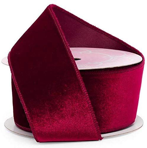 Paper Mart Burgunderrotes Samtband mit Draht für Urlaubsgeschenkpapier und Bastelarbeiten, 6,3 cm x 9,1 m Cover