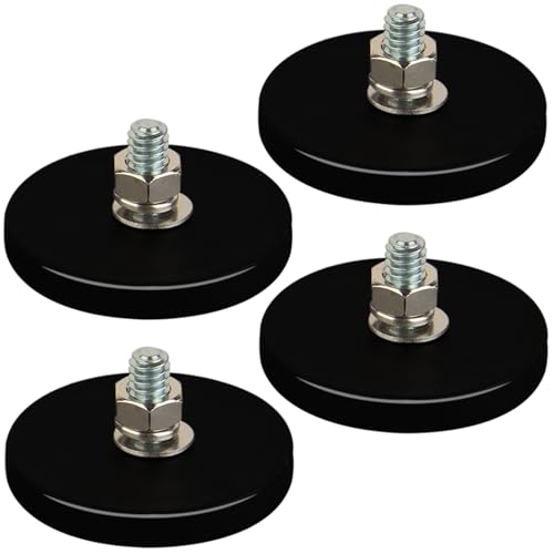MUTUACTOR Neodymium Rubber Coated Magnets,4PCS Anti-Scratch Mounting Magnets with 1/4-20 Male Thread,35lbs Strong Round Rare Earth Magnet for Camera Mount LED Lights and Other Brackets