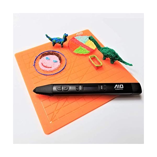 AIO Robotics Tapis en Silicone pour Le Dessin et la Conception de Stylo d'impression 3D, y Compris Deux Capuchons en Silicone, Orange – Image 4