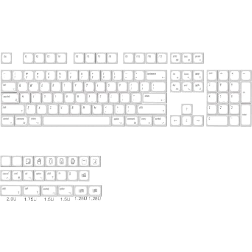 Image of YMDK Ultra-Slim Style Mx Low Profile Dye Sub PBT Keycaps for MX 61 64 68 75 84 87 96 108 Layout Mechanical Keyboard, 127 Normcore MAC White