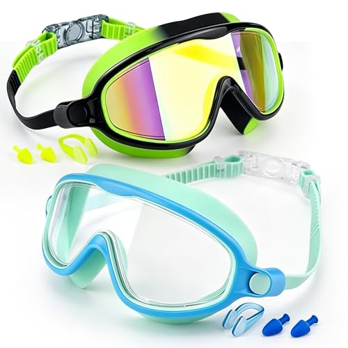 Lunettes de natation enfants anti-buée qui ne tirent pas les cheveux lot de 2