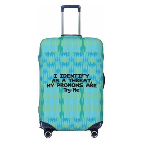 I Identify As A Threat, My Pronouns Are Try Me Suitcase Cover,Luggage Protector Suitcase Covers For Luggage,Luggage Covers for Suitcase (Large)