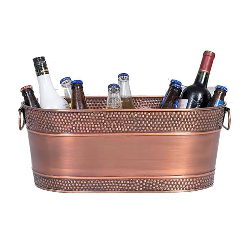 アイスペール 溶けない氷 容器 パーティー用アイスバケツ アイスホルダー シャンパンビールー用亜鉛メッキ浴槽 ブリキ製バー 業務用 赤ワイン シャンパン 大型 氷入れ 洗面器 おしゃれ 集まり スペシャル (ゴールド)