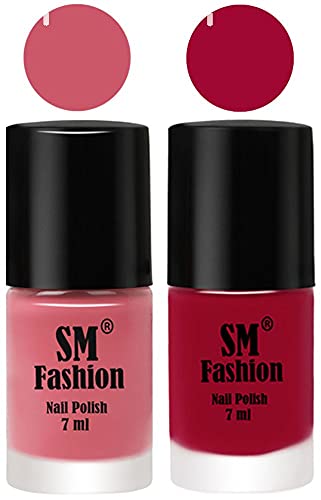 Image of Long Lasting Nail Polish | Nail Paint Combo 7 ml Each) - Set of 2 Nude Pink-Pure Wine